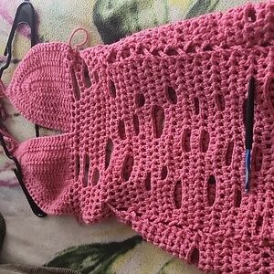 Crochet Distressed Halter Dress